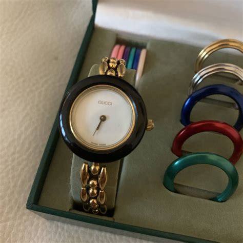 gucci watch for womens with changeable bezels|vintage Gucci interchangeable bezel watch.